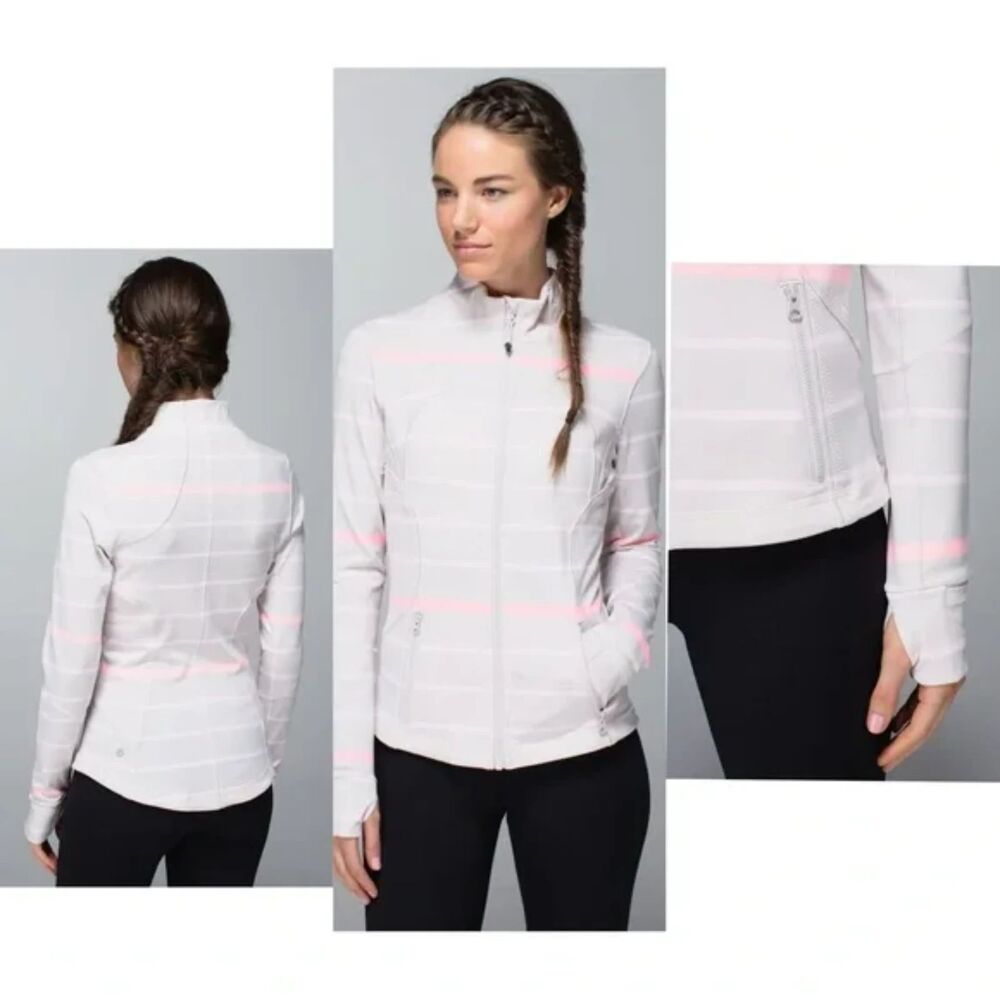 Lululemon Athletica Pink Gray Multi Stripe Forme Jacket Full zip Women's Size 4